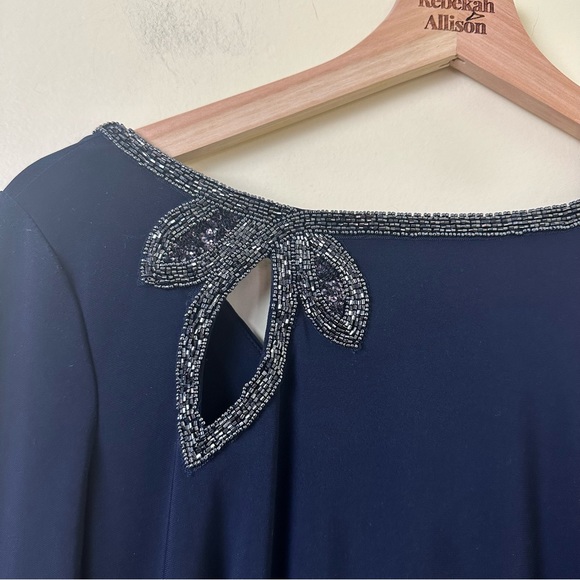 Ralph Lauren Embellished Evening Gown Navy Dress SZ 4 - Picture 4 of 14